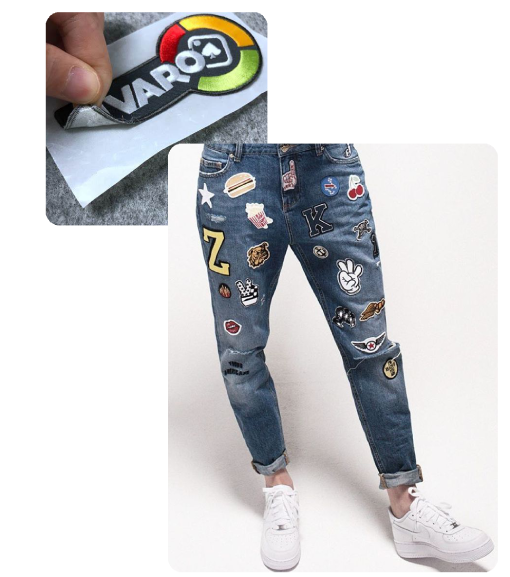 Los Angeles iron patches on jeans