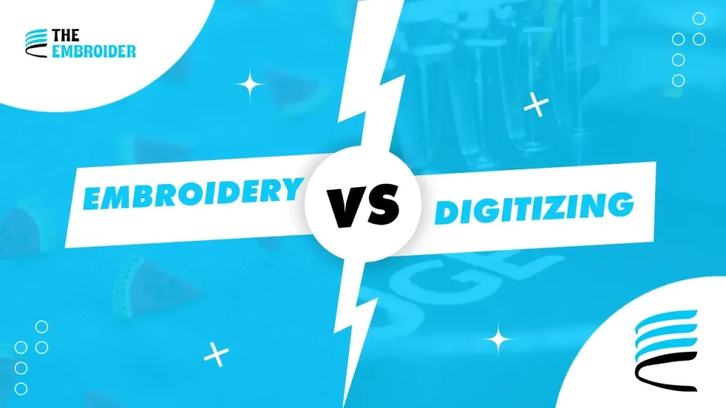 Comparison between embroidery and digitizing with bold text design