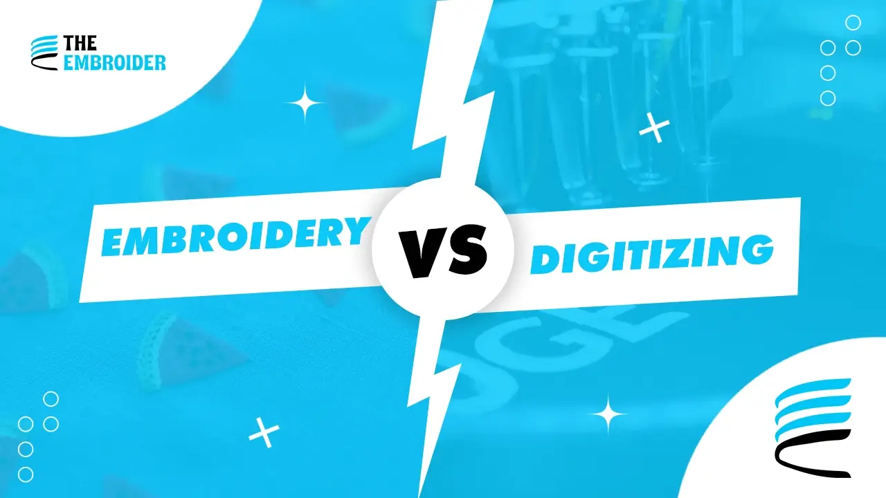 Comparison between embroidery and digitizing with bold text design
